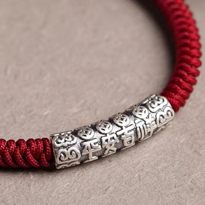 999 Sterling Silver Om Mani Padme Hum Rope Bracelet 5mm