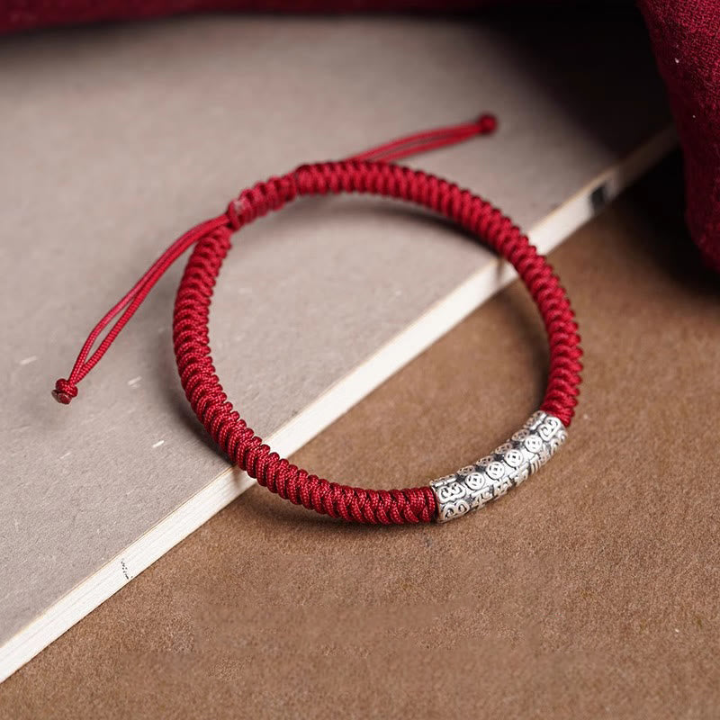 999 Sterling Silver Om Mani Padme Hum Rope Bracelet 5mm