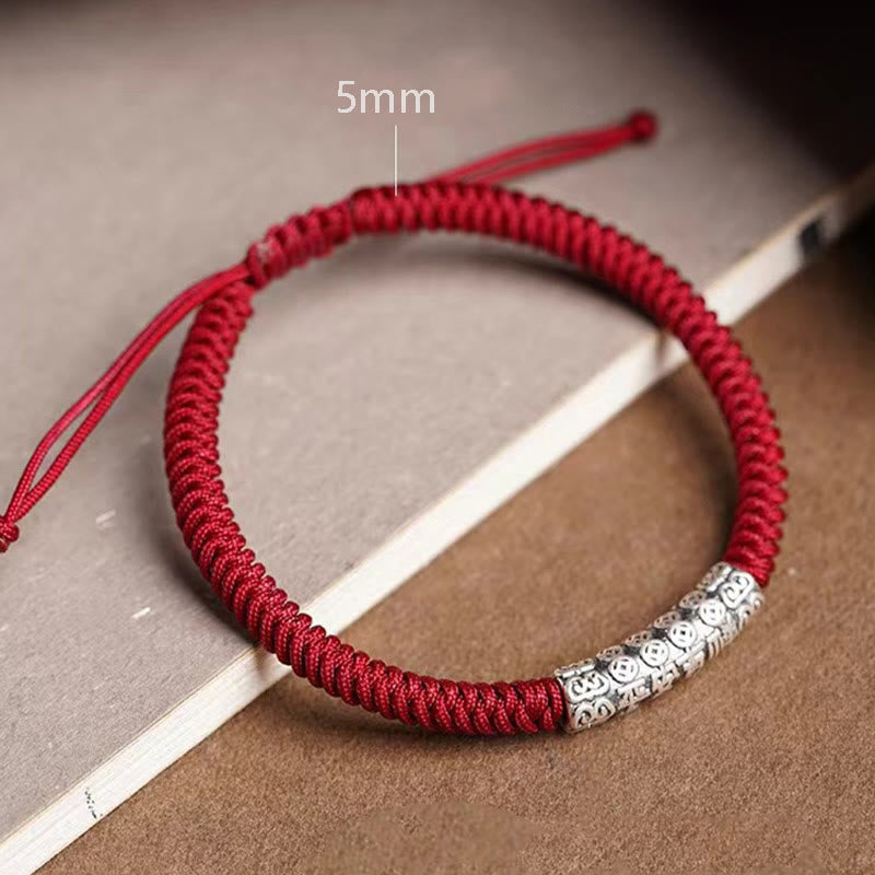 999 Sterling Silver Om Mani Padme Hum Rope Bracelet 5mm