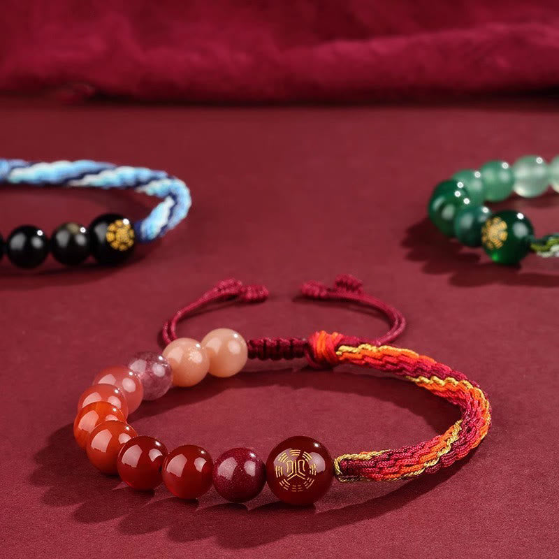 Five Elements Crystal Agate Wealth Bracelet with Reincarnation Knot