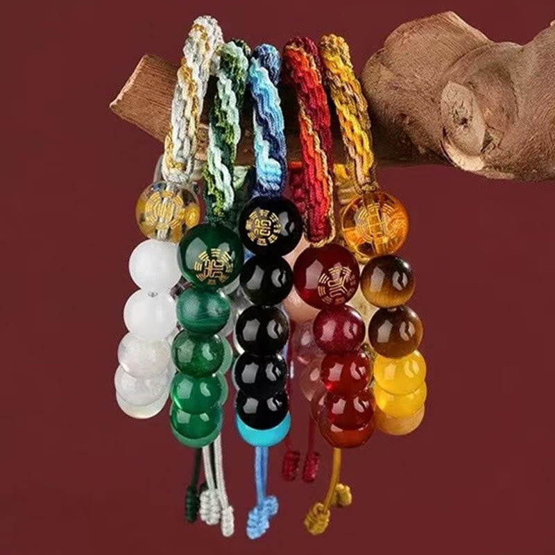 Five Elements Crystal Agate Wealth Bracelet with Reincarnation Knot