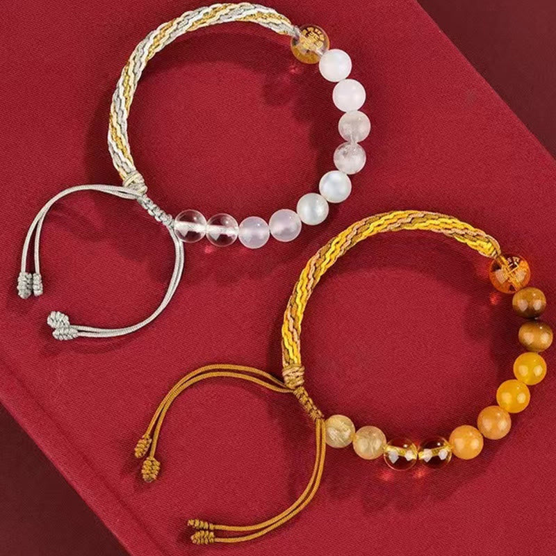 Five Elements Crystal Agate Wealth Bracelet with Reincarnation Knot