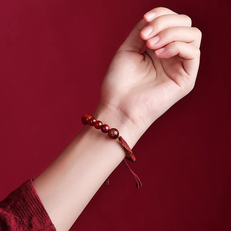 Five Elements Crystal Agate Wealth Bracelet with Reincarnation Knot