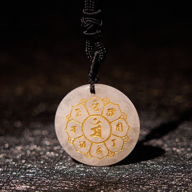 Om Mani Padme Hum Halskette | Schwarzer Obsidian Kraftanhänger