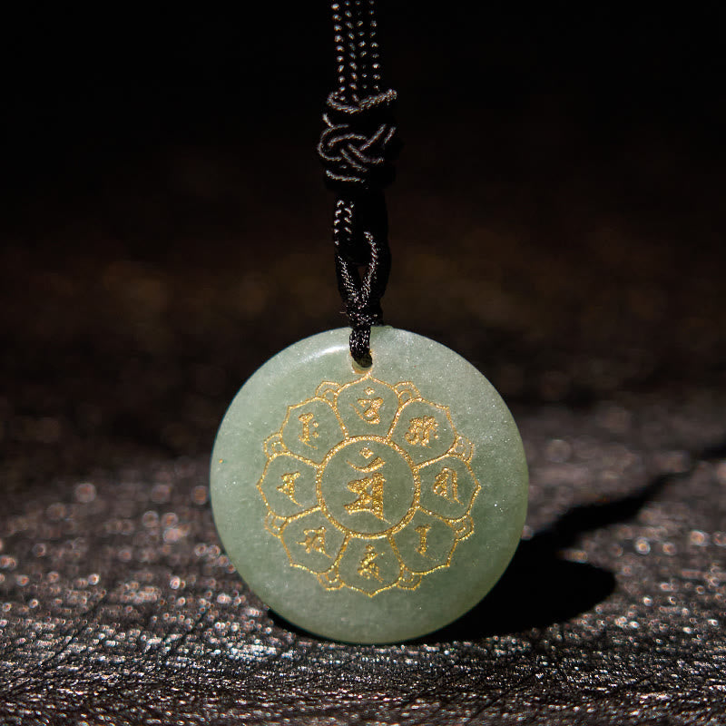 Om Mani Padme Hum Halskette | Schwarzer Obsidian Kraftanhänger