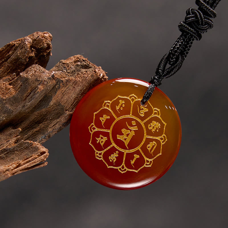 Om Mani Padme Hum Halskette | Schwarzer Obsidian Kraftanhänger