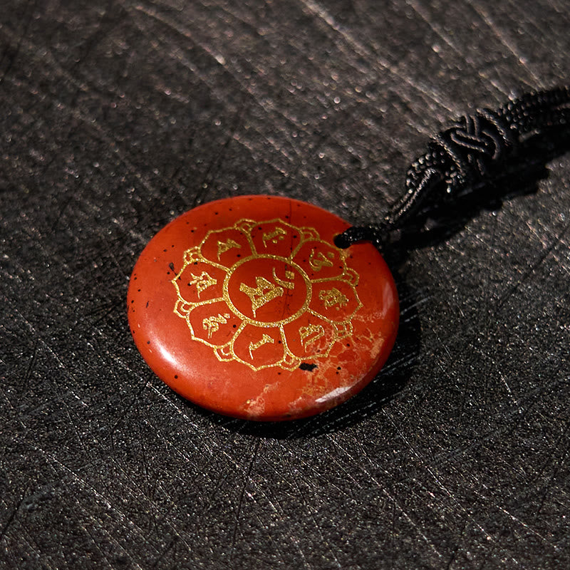 Om Mani Padme Hum Halskette | Schwarzer Obsidian Kraftanhänger
