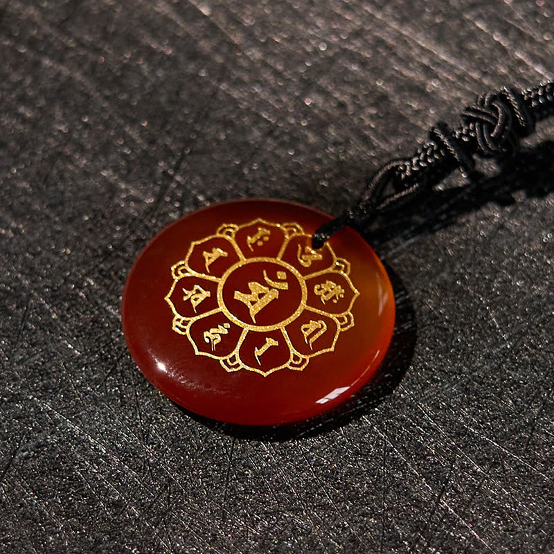 Om Mani Padme Hum Halskette | Schwarzer Obsidian Kraftanhänger