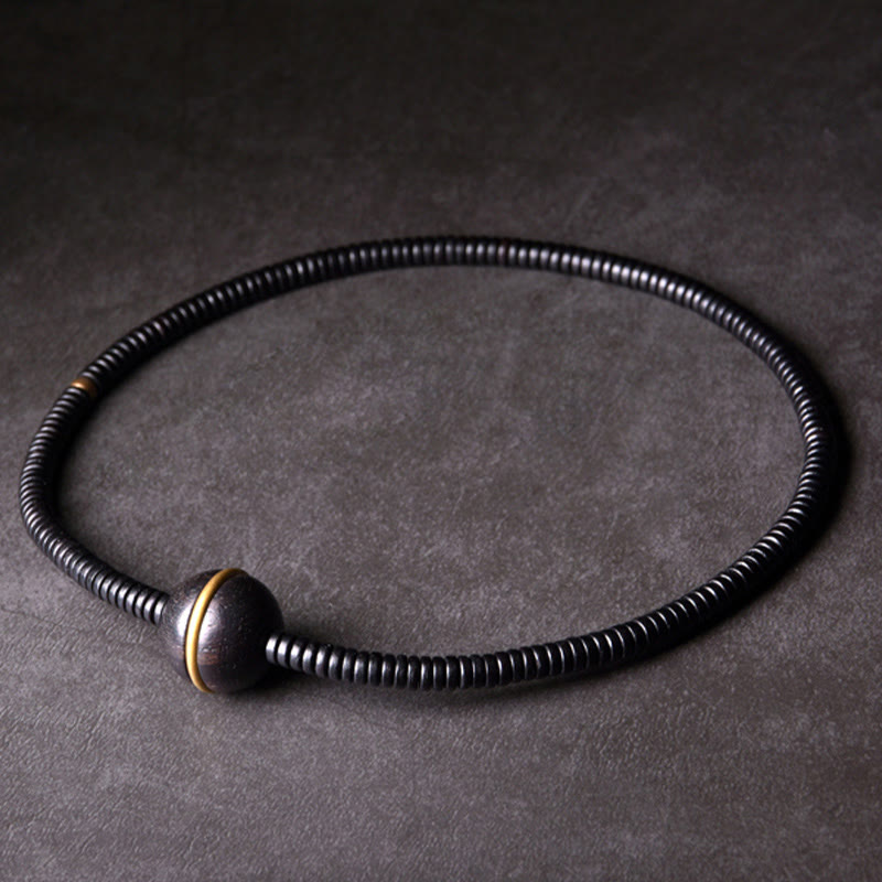 18mm Ebony Wood Brass Ball Bracelet for Balance and Calm