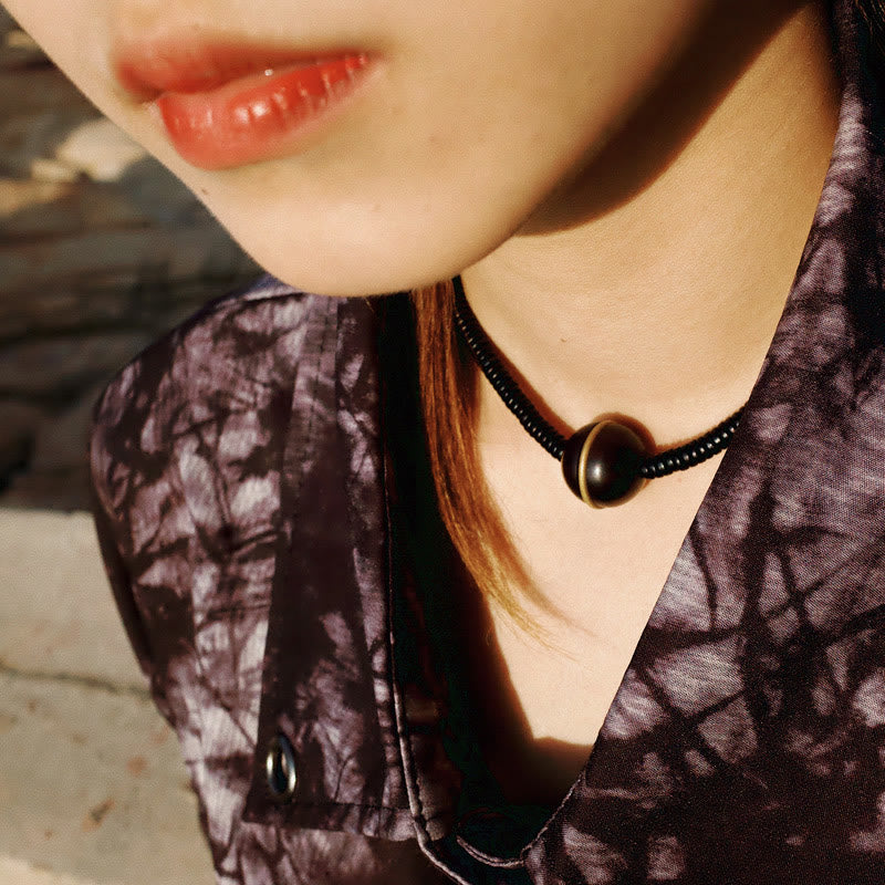 18mm Ebony Wood Brass Ball Bracelet for Balance and Calm