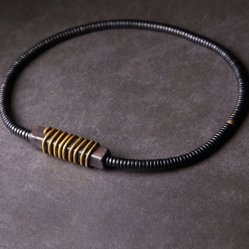 18mm Ebony Wood Brass Ball Bracelet for Balance and Calm
