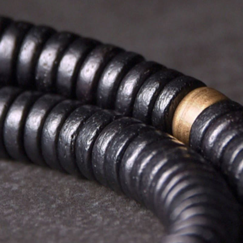 18mm Ebony Wood Brass Ball Bracelet for Balance and Calm