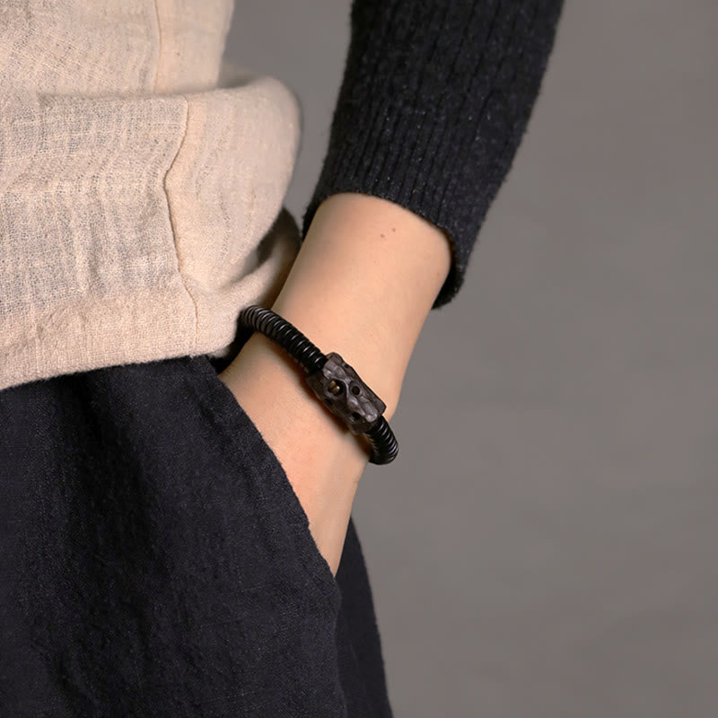 8mm Classic Ebony Wood Holey Balance Bracelet for Grounding