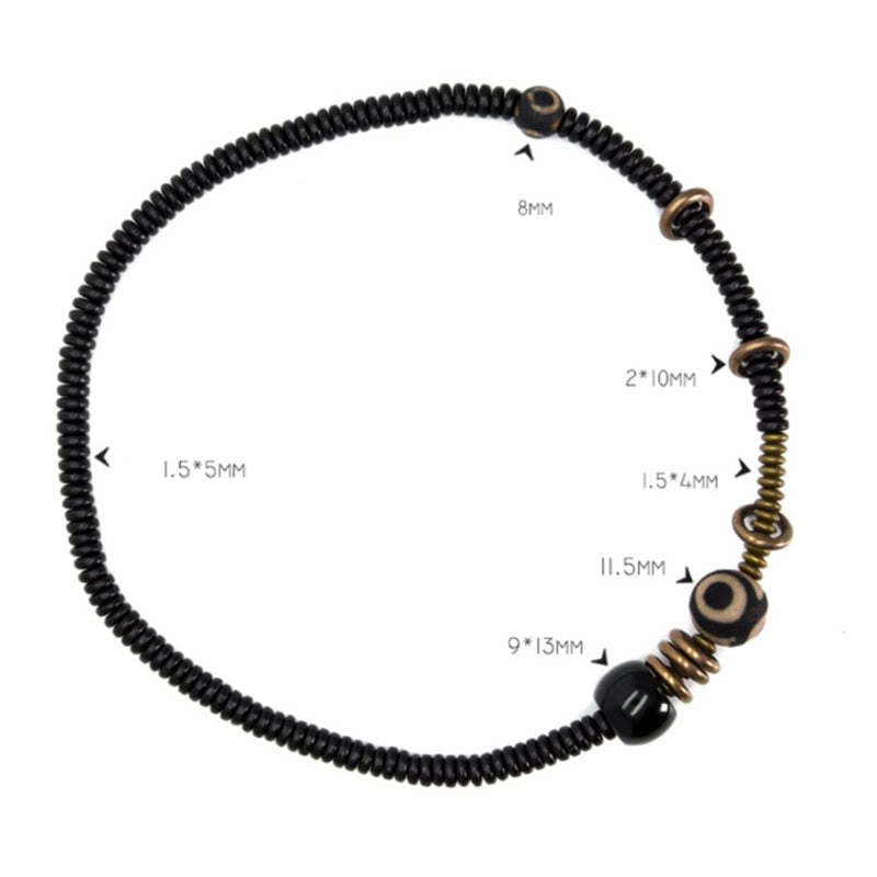 Double Wrap Ebony Wood and Green Sandalwood Obsidian Bracelet for Calm