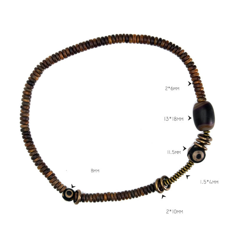 Double Wrap Ebony Wood and Green Sandalwood Obsidian Bracelet for Calm