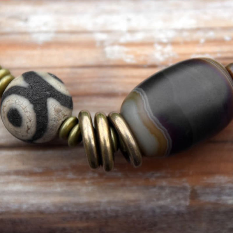Double Wrap Ebony Wood and Green Sandalwood Obsidian Bracelet for Calm