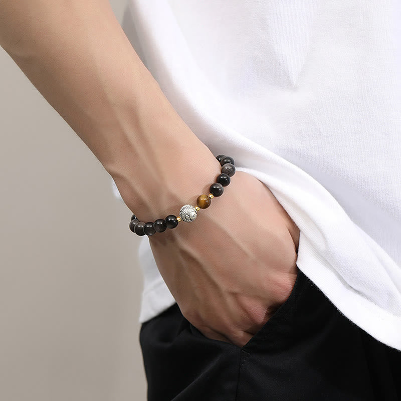 Black Obsidian & Tiger Eye Koi Fish Bracelet