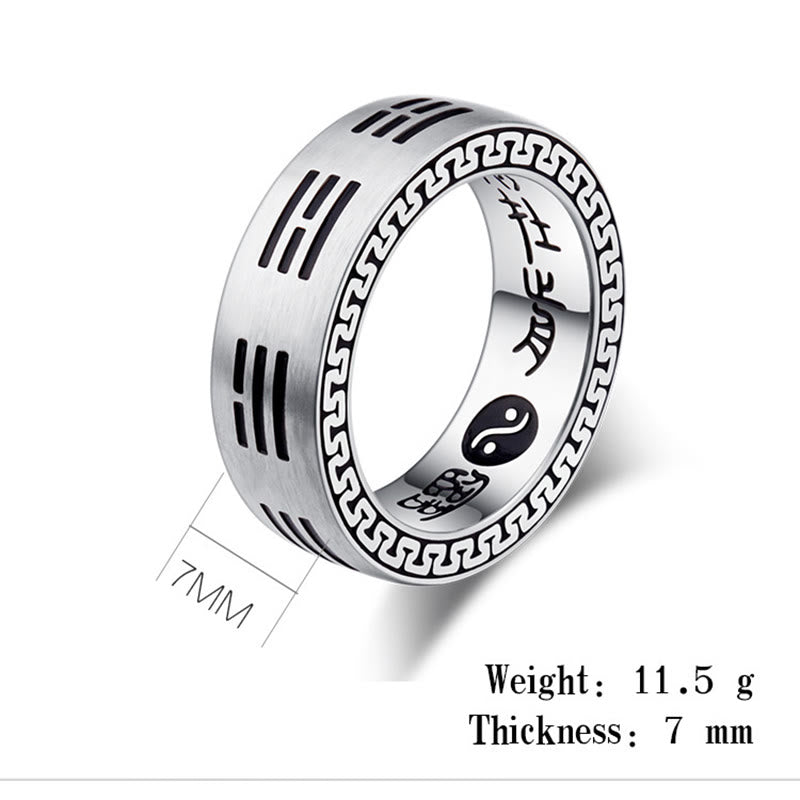 7mm Yin Yang Bagua Titanium Steel Harmony Ring
