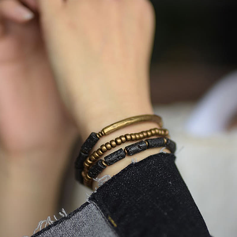 6mm Lava Rock Copper Multi-turn Wrap Spiritual Bracelet