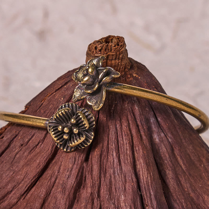Pfirsichblüten-Kupfer-Heilarmband, Armreif, 14–17 cm, verstellbar