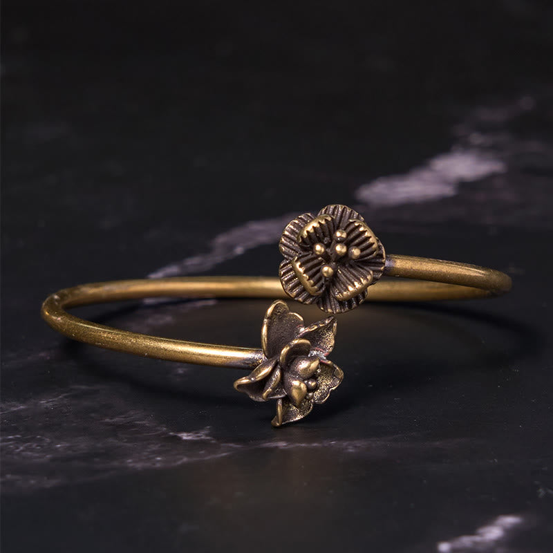 Pfirsichblüten-Kupfer-Heilarmband, Armreif, 14–17 cm, verstellbar