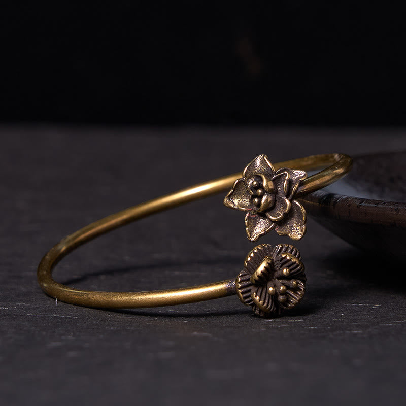 Pfirsichblüten-Kupfer-Heilarmband, Armreif, 14–17 cm, verstellbar