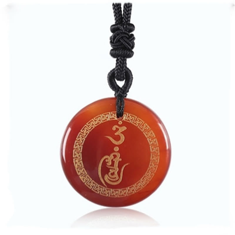 Vajra Swastika Pattern Black Obsidian Protection Necklace