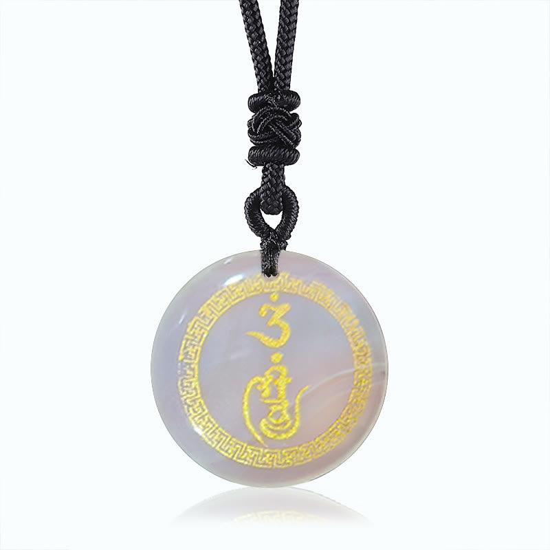Vajra Swastika Pattern Black Obsidian Protection Necklace