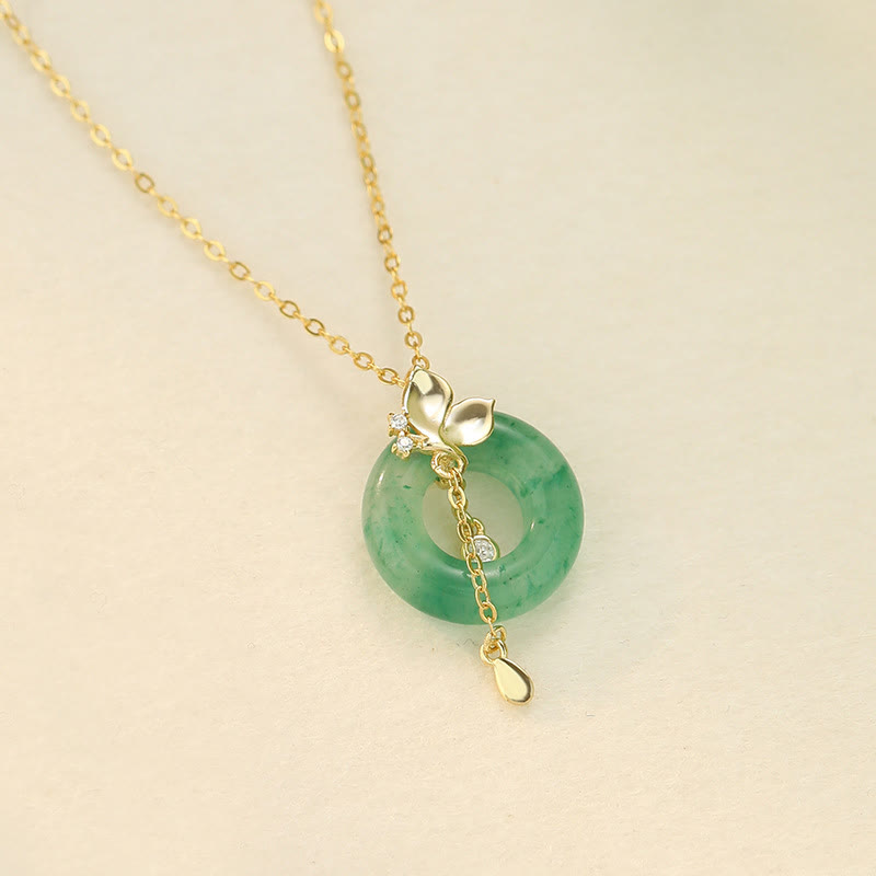Jade Butterfly 925 Silver Peace Buckle Necklace