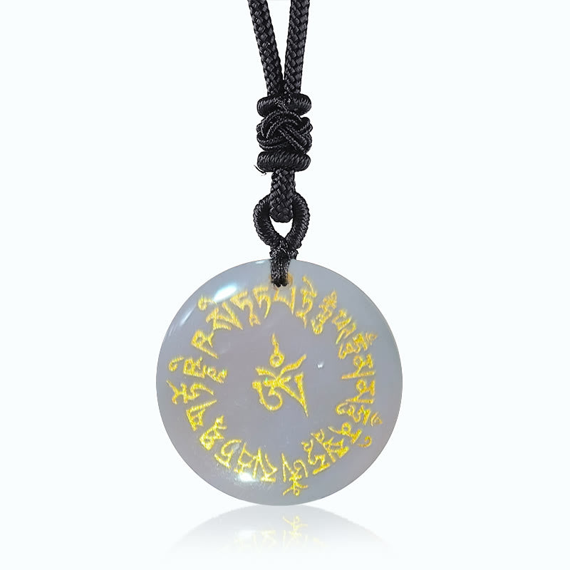 Fortune-gathering Mantra Obsidian Crystal Necklace Pendant