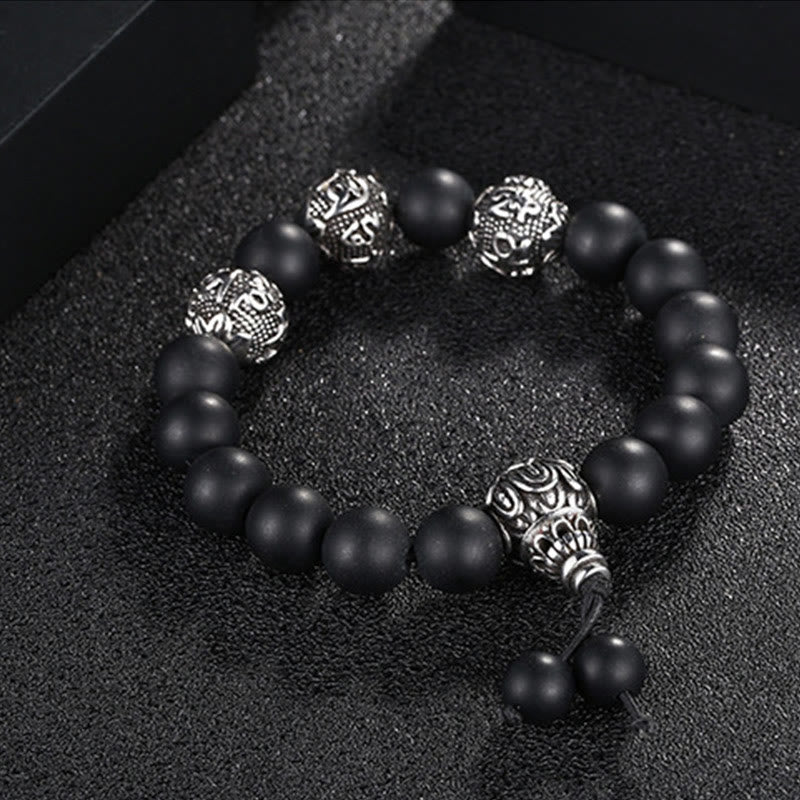 12mm Tiger Eye Men's Protection Bracelet with Titanium Steel