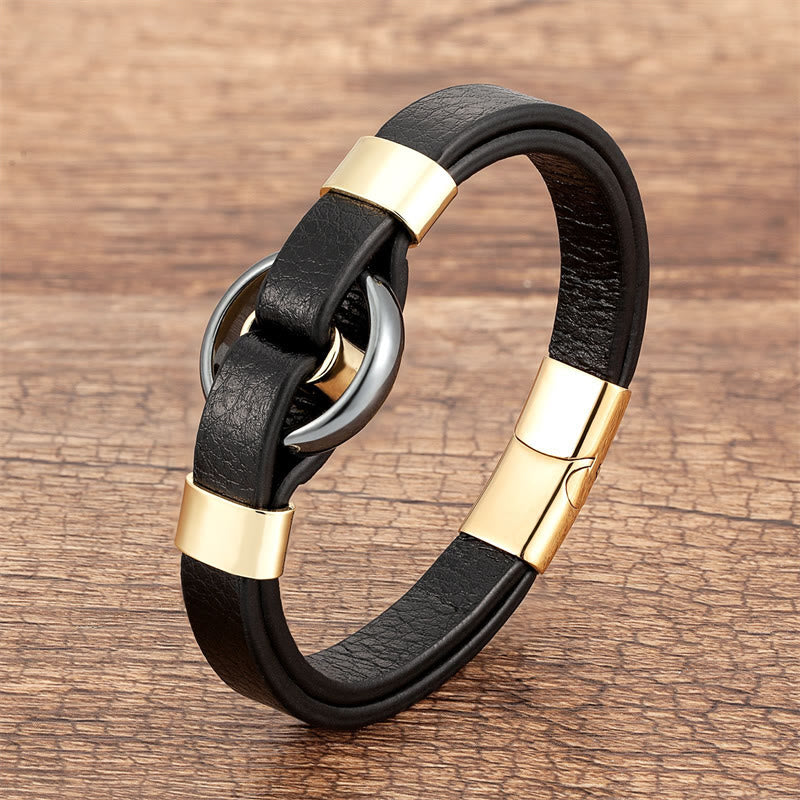Green Aventurine Leather Magnetic Buckle Bracelet 16-18cm