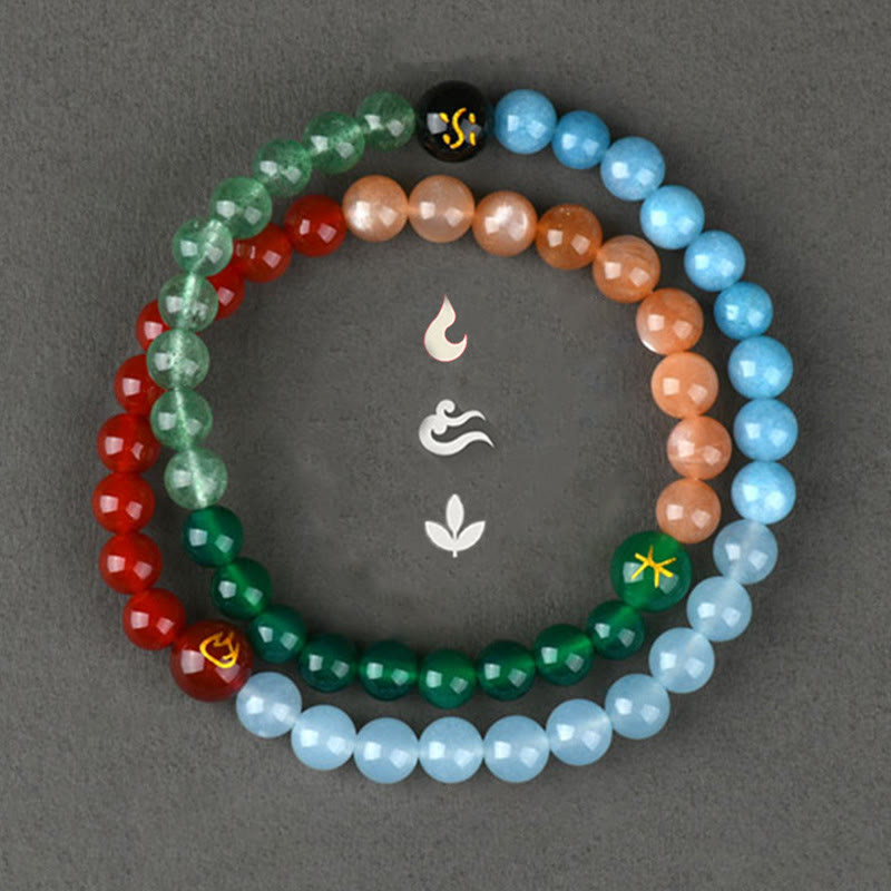 6mm Five Elements Crystal Agate Wisdom Bracelet
