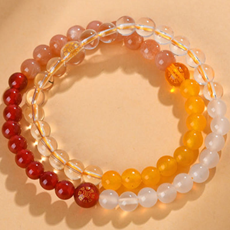 6mm Five Elements Crystal Agate Wisdom Bracelet