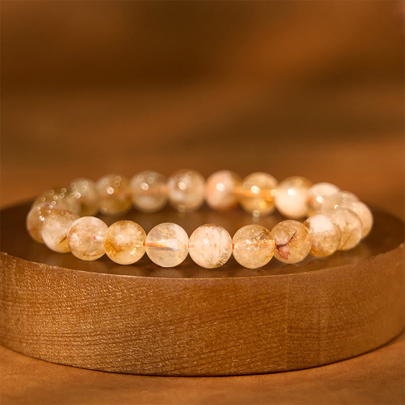 8mm Citrine Snowflake Prosperity Bracelet for Women