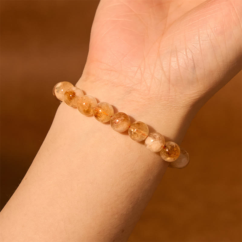 8mm Citrine Snowflake Prosperity Bracelet for Women
