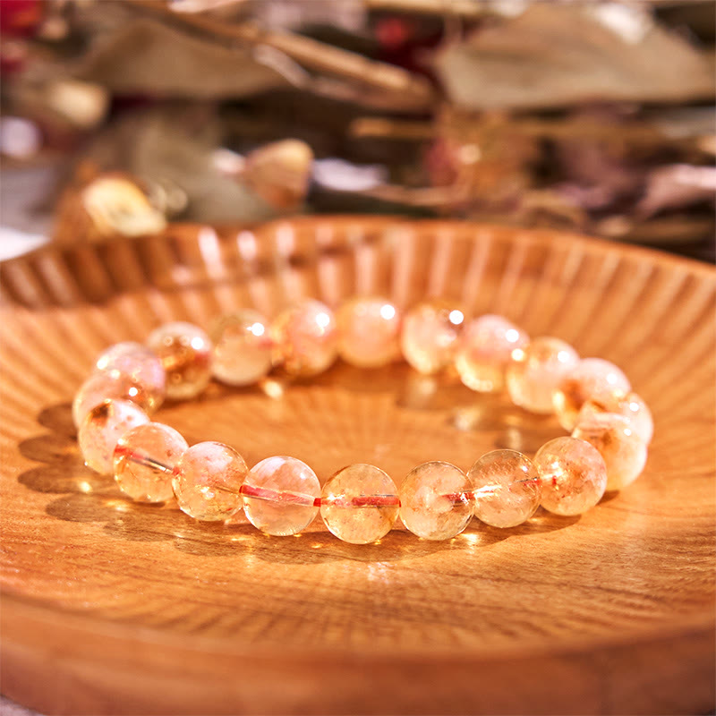 6mm Natural Citrine Snowflake Bracelet for Prosperity