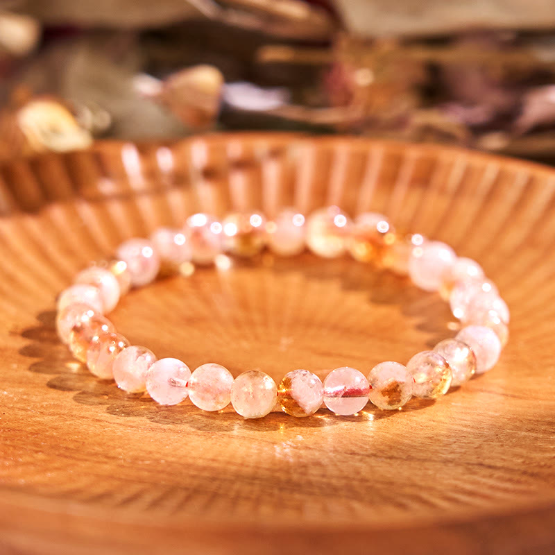 6mm Natural Citrine Snowflake Bracelet for Prosperity