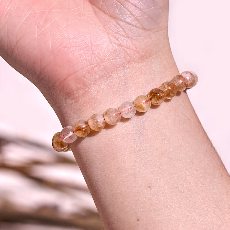 8mm Citrine Snowflake Prosperity Bracelet for Women