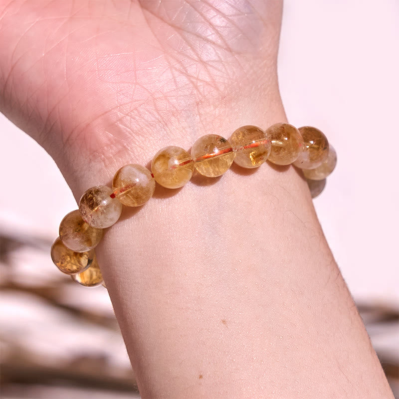 8mm Citrine Snowflake Prosperity Bracelet for Women