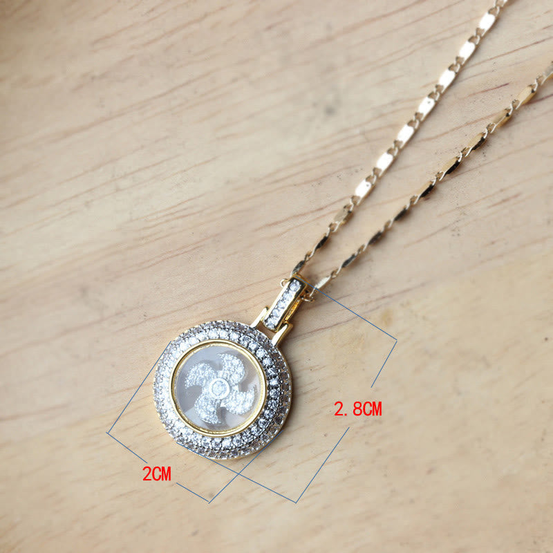 Gold Plated Copper Fu Windmill Spiritual Necklace Balance Pendant