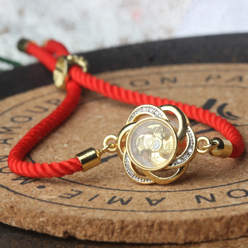 Copper Brass Plum Windmill Red String Protection Bracelet