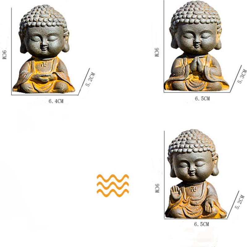 Meditating Buddha Statue 9cm Iron Powder Rust Cast Resin