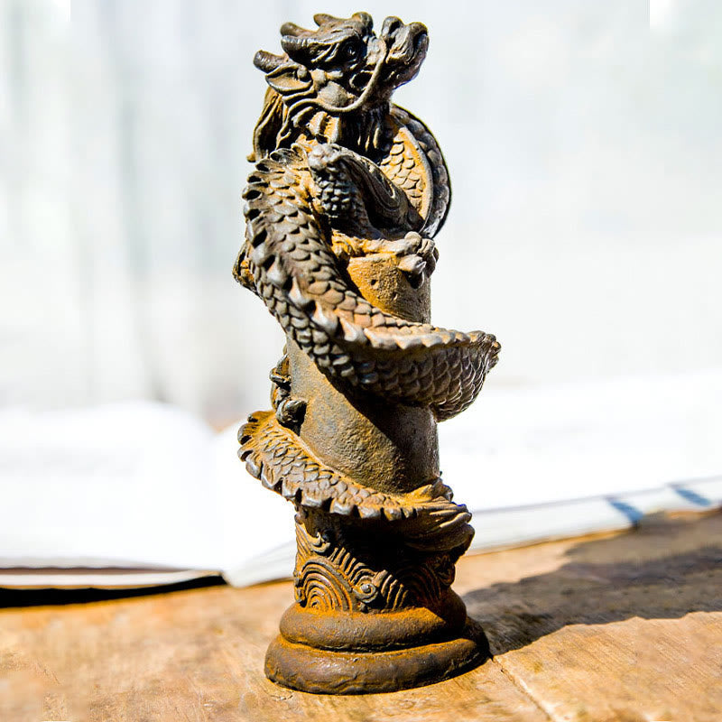 Handgefertigte fliegende Drachenstatue aus Eisenpulverharz, 20 cm