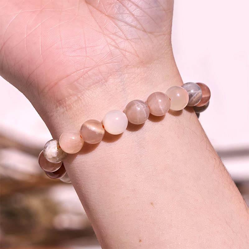 8mm Peach Moonstone Healing Bracelet for Women