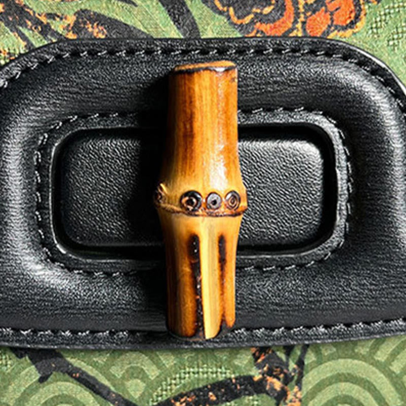 Black Bamboo Flower Xiangyunsha Silk Crossbody Bag