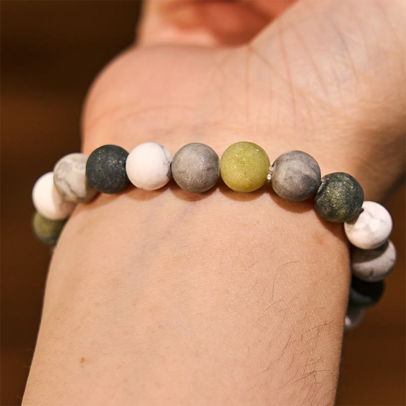8mm White Turquoise Picasso Jasper Bracelet for Emotional Healing