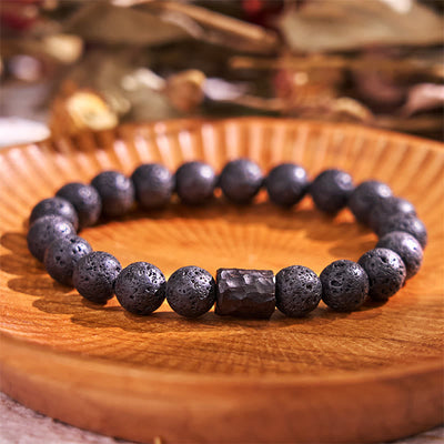 10mm Lava Rock Tiger Eye Healing Bracelet for Stress Relief