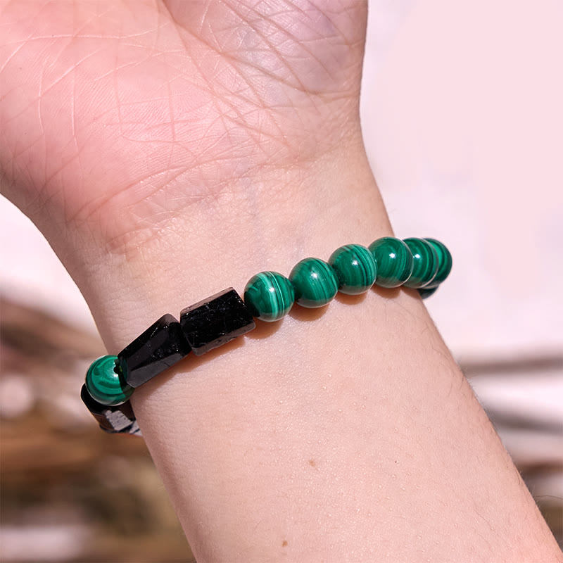 8mm Malachite Black Tourmaline Purity & Protection Bracelet
