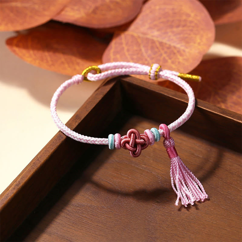 Peach Blossom Knot Colorful Protection String Bracelet for Harmony